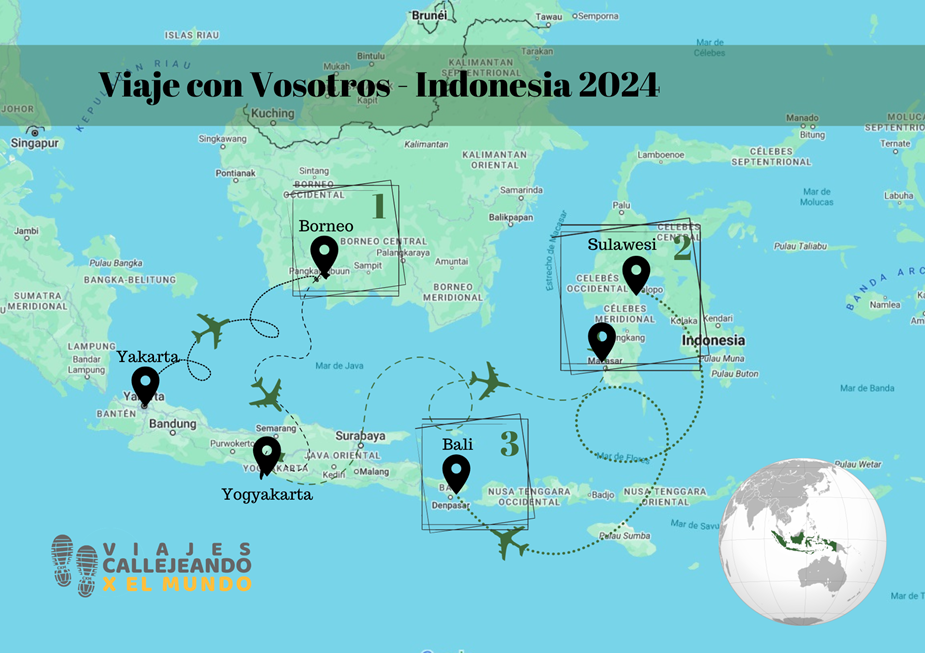 mapa general viaje a indonesia 2024 con vosotros